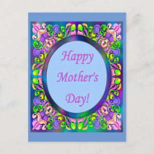 Happy mother's day! Bright colourful frame gift   Postcard