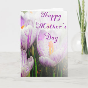 Happy Mother's Day Bright Purple and White Tulips Card