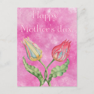 Happy Mother's Day Bright Red and Yellow Tulips Postcard