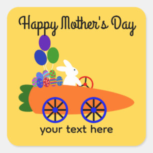 Happy Mother's Day Bunny Carrot Car #3 Stickers