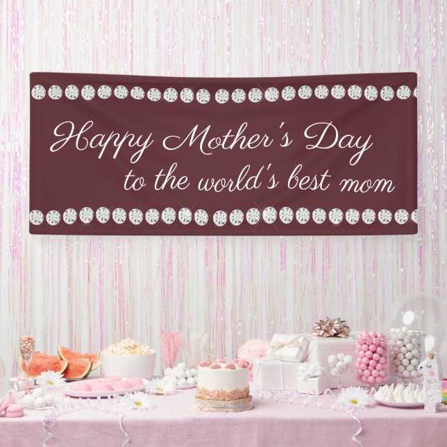 Happy Mother's Day Burgundy Diamonds  Banner (Party)