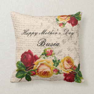 Happy Mother's Day Busia Pillow Vintage Roses