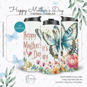 Happy Mother's Day Butterflies & Flowers Thermal Tumbler