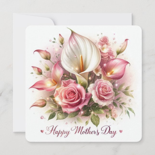 Happy Mother's Day Calla Lilies and Roses Holiday Card (Front)