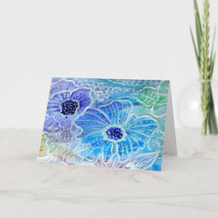Happy Mother's Day Card Blue Flowers Painting