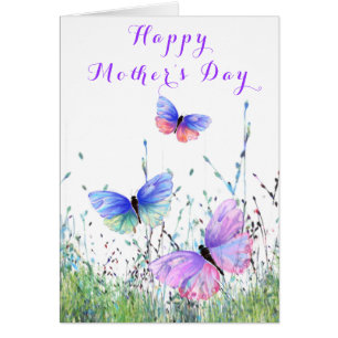 Happy Mother's Day Card Butterflies Flying Spring