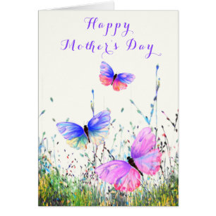 Happy Mother's Day Card Butterflies Flying Spring