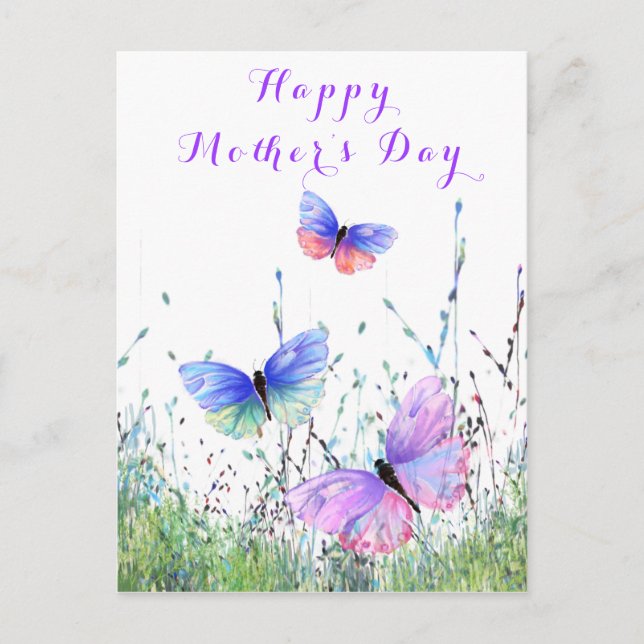 Happy Mother's Day Card Butterflies Flying Spring (Front)
