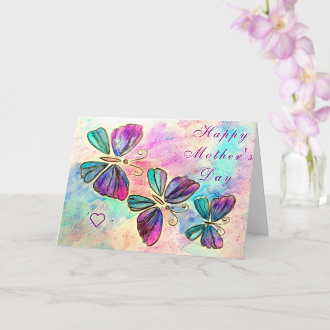 Happy Mother's Day Card Colourful Butterflies (Orchid)