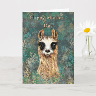 Happy Mother's Day Card Curious Baby Llama