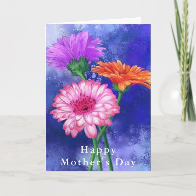 Happy Mother's Day Card Gerberas Flowers (Front)