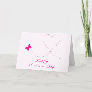 Happy Mother's Day Card Pink Butterfly Flying