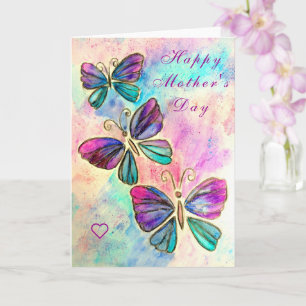 Happy Mother's Day Card Spring Butterflies Flying