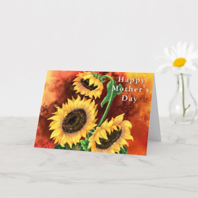 Happy Mother's Day Card Three Sunflowers (Small Plant)