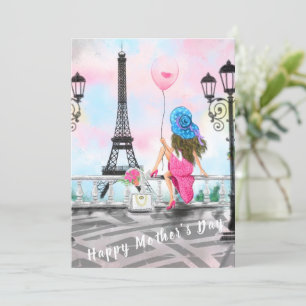 Happy Mother's Day Card Woman with Balloon