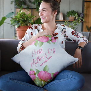 Happy Mother's Day Chic Pink Floral Cushion