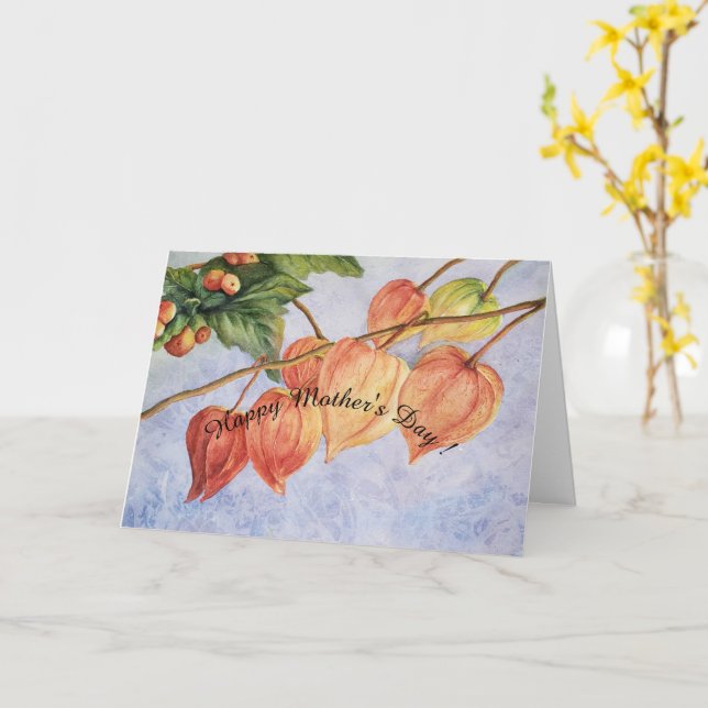 HAPPY MOTHER'S DAY CHINESE LANTERNS CARD (Yellow Flower)