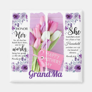 Happy Mother's Day Christian Floral Brush Strokes Magnet