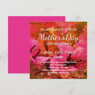 HAPPY MOTHER'S DAY Church Service Pink Floral Invitation