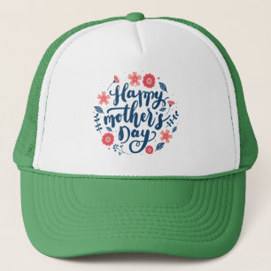 Happy Mother's Day Circle Floral Design Trucker Hat