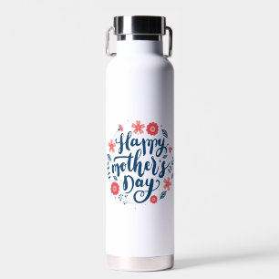 Happy Mother's Day Circle Floral Design Water Bottle