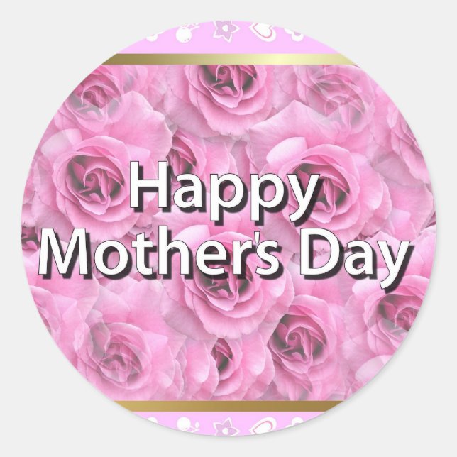 Happy Mother's Day Classic Round Sticker (Front)