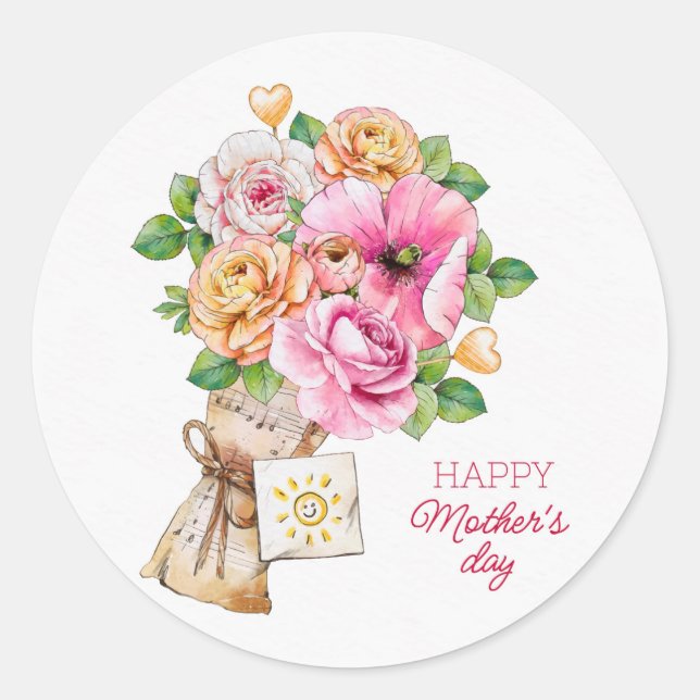 Happy Mother's Day Classic Round Sticker (Front)