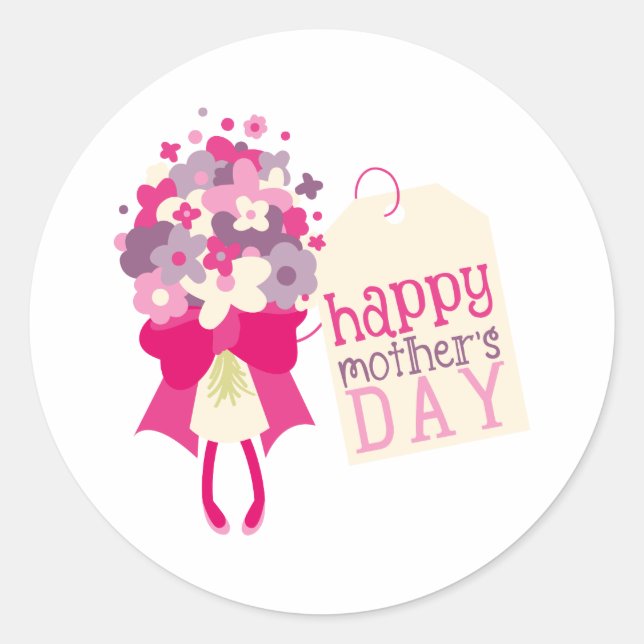 Happy Mothers Day Classic Round Sticker (Front)