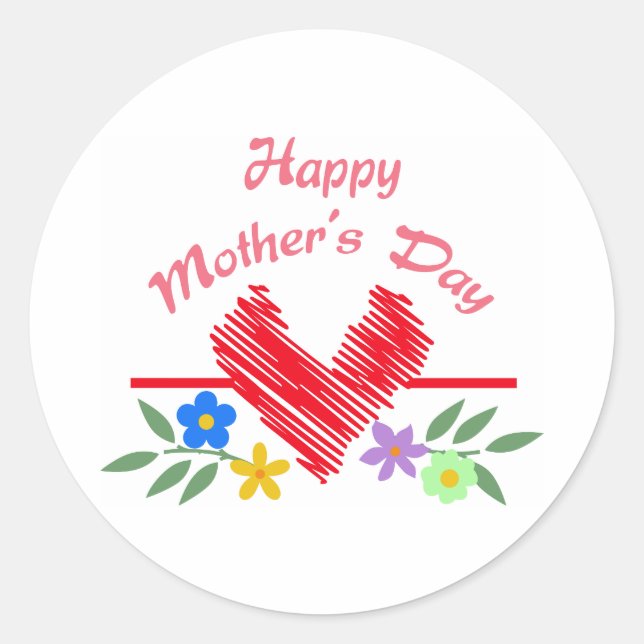 Happy Mothers Day Classic Round Sticker (Front)
