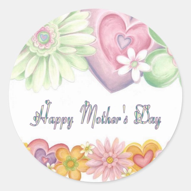 Happy Mothers Day Classic Round Sticker (Front)