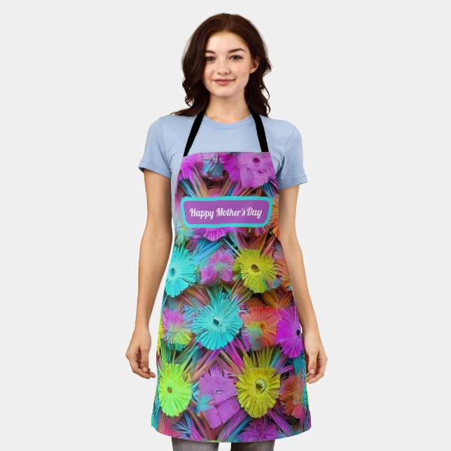 Happy mother's day colourful adornment personalise apron (Worn)