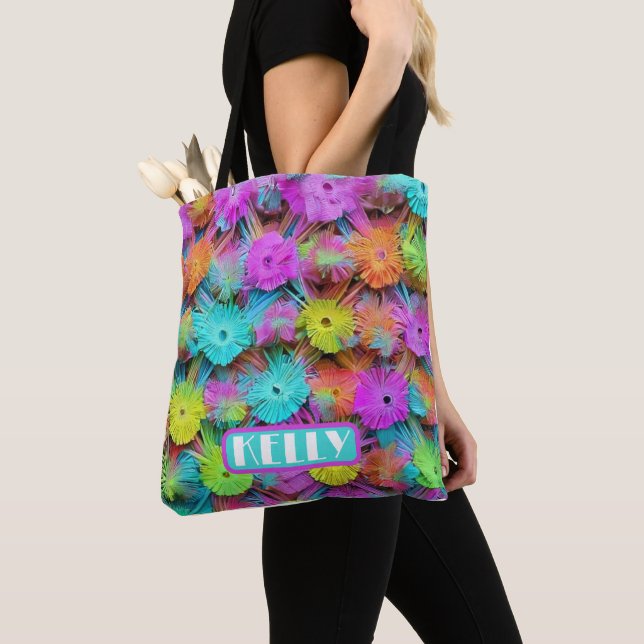 Happy mother's day colourful adornment personalise tote bag (Close Up)