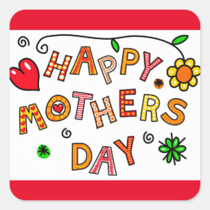 Happy Mother's Day, colourful design, Square Sticker
