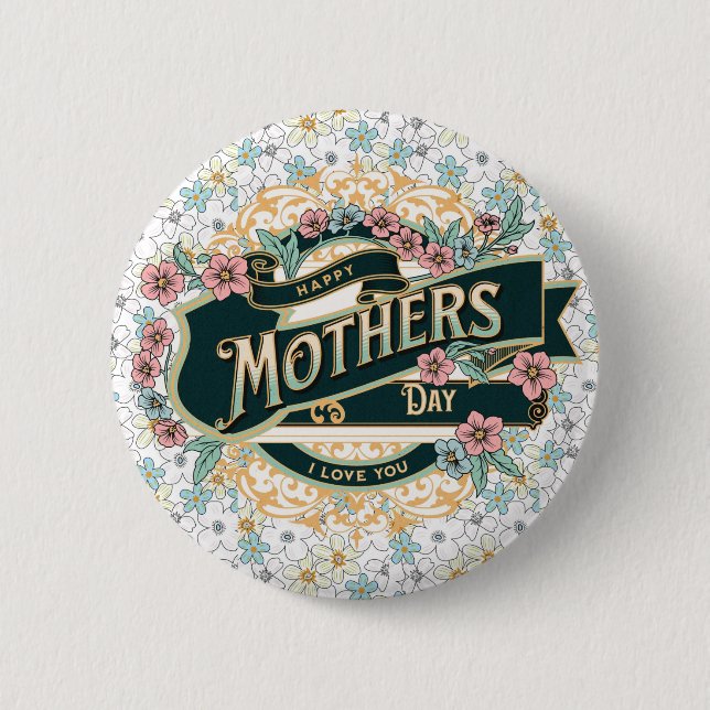 Happy Mother's Day Colourful Floral Flowers 6 Cm Round Badge (Front)