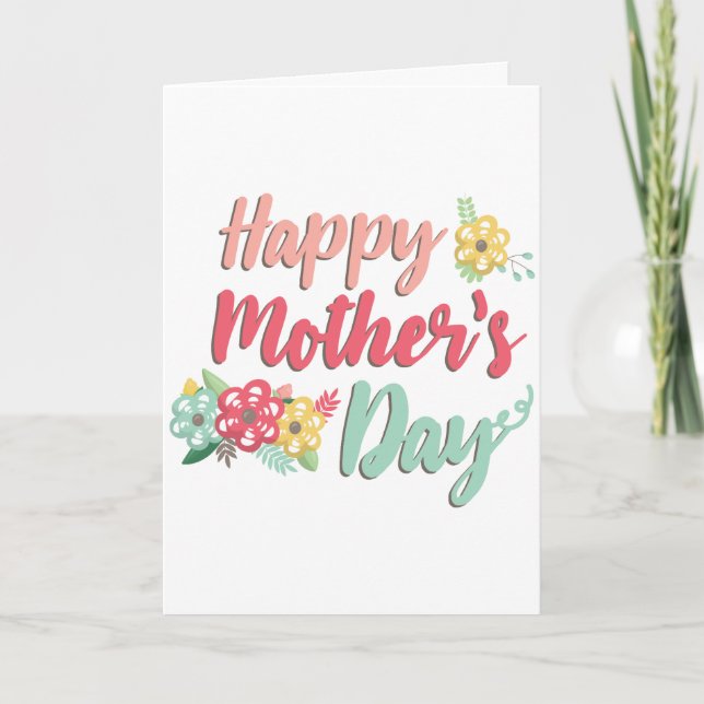 Happy Mother's Day Colourful Flowers Greeting Card (Front)