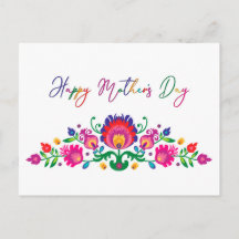 Happy Mother's Day colourful Folklore Postcard