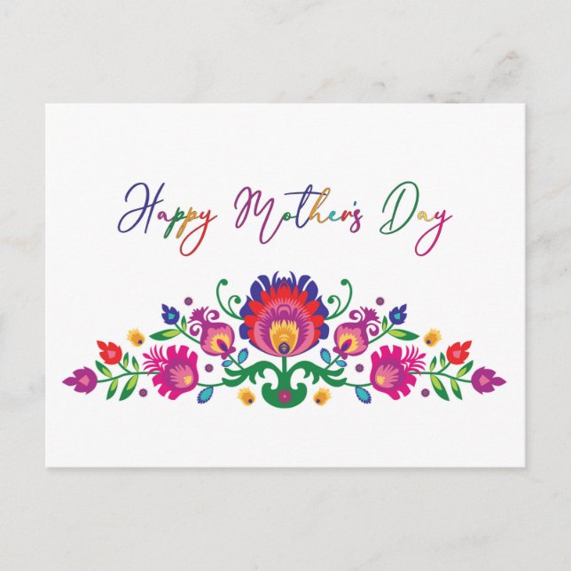 Happy Mother's Day colourful Folklore Postcard (Front)