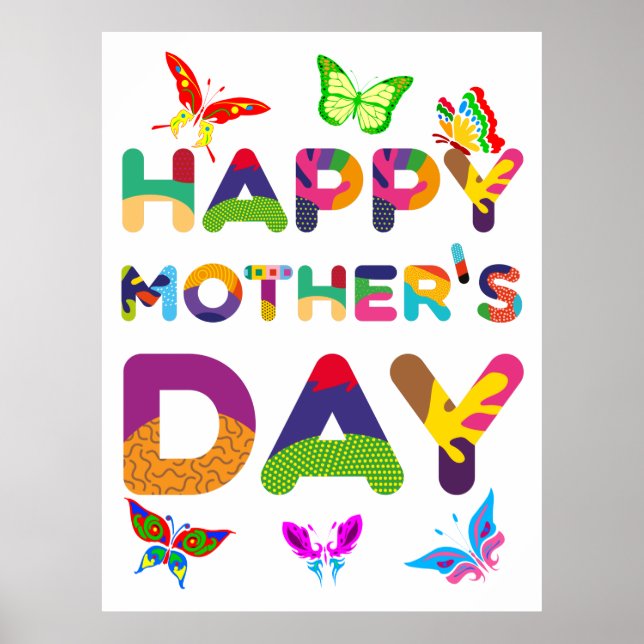 Happy Mother's Day Colourful Poster (Front)