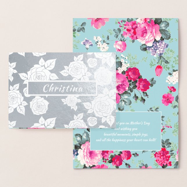 Happy Mother's Day. Custom Name Luxury Foil Card (Display)