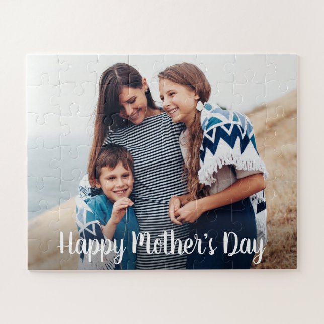 Happy Mothers Day Custom Photo Script Jigsaw Puzzle (Horizontal)