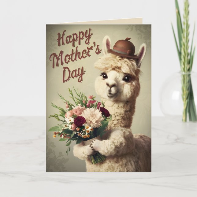 Happy Mother's Day Cute Alpaca Animal Card (Front)