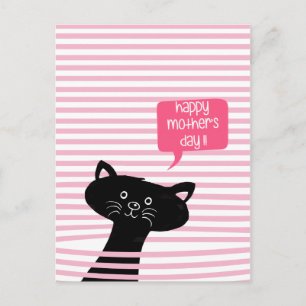 Happy Mother's Day Cute Black Cat Postcard