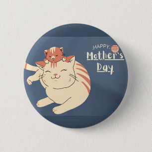 Happy Mother's Day Cute Cat and Kitten 6 Cm Round Badge