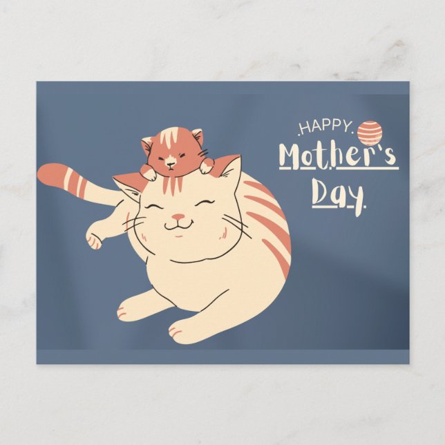 Happy Mother's Day Cute Cat and Kitten Postcard (Front)