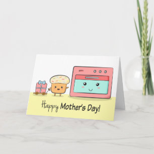 Happy Mother's Day - Cute Cupcake and Pink Oven Card