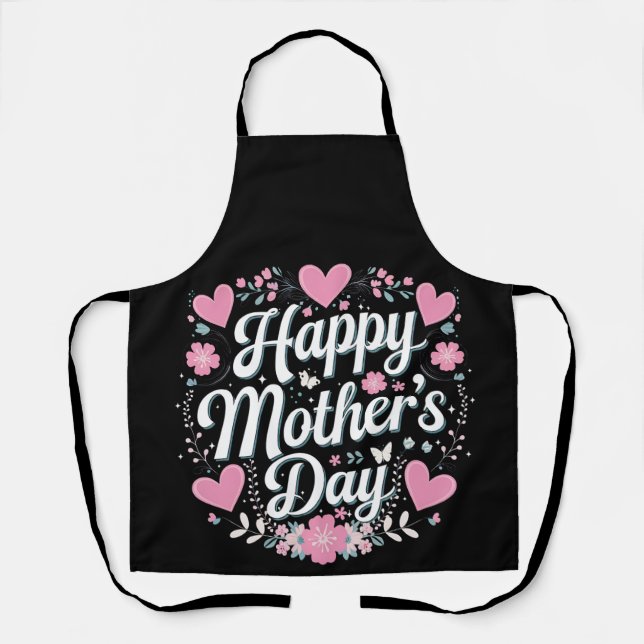 Happy Mother's Day Cute Floral Mum Grandma Apron (Front)