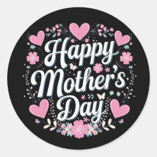 Happy Mother's Day Cute Floral Mum Grandma Classic Round Sticker