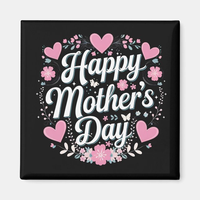 Happy Mother's Day Cute Floral Mum Grandma Magnet (Front)