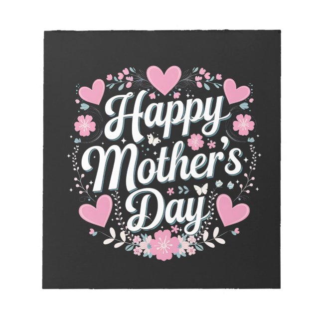 Happy Mother's Day Cute Floral Mum Grandma Notepad (Front)