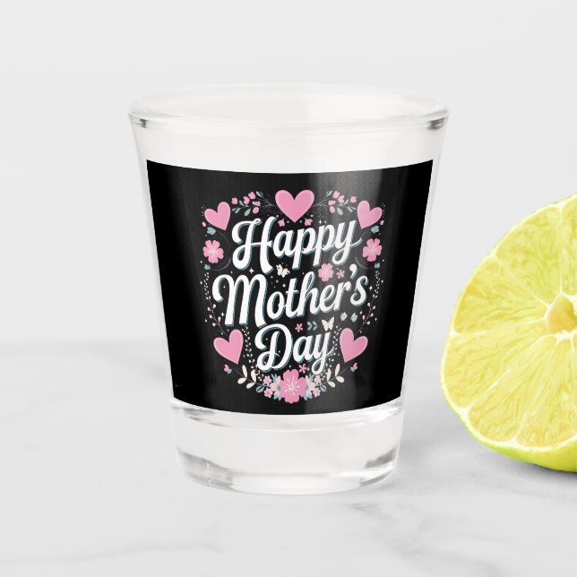 Happy Mother's Day Cute Floral Mum Grandma Shot Glass (Front)